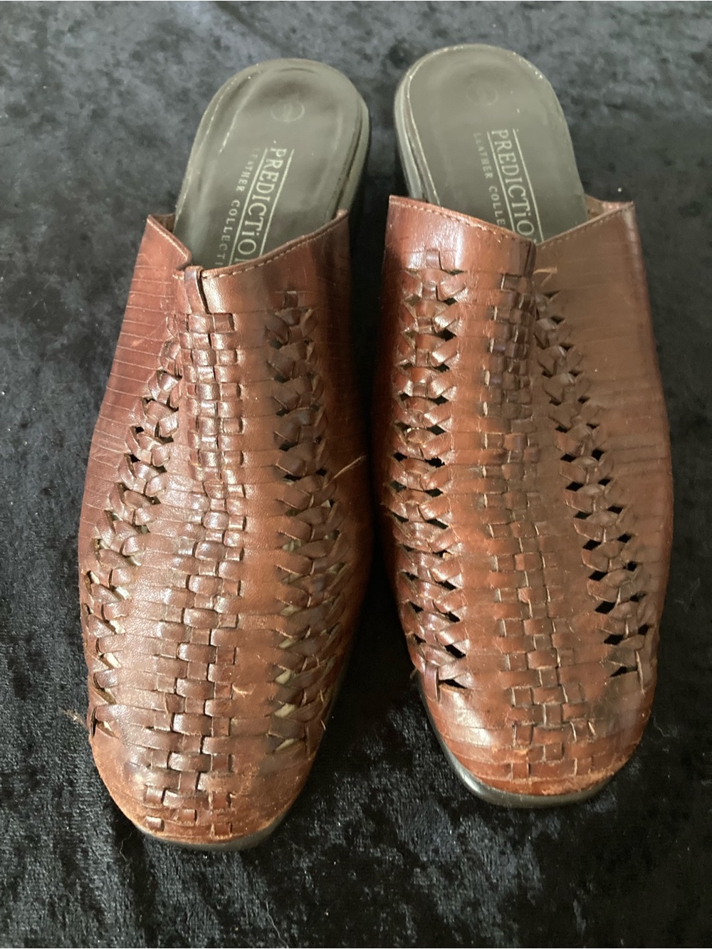 Predictions Leather Collection Woman’s Brown Woven Slip-On Shoes Size 9